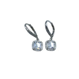 CZ HALO DROP EARRINGS SILVER