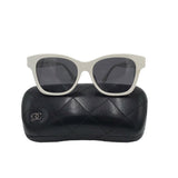 CHANEL SQUARE ACETATE w/PEARLS LUXE SUNGLASSES WHITE