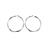 LARGE TWISTED HOOP EARRINGS SILVER