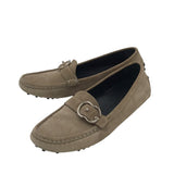 GUCCI "SACHALIAN SPORT" SUEDE DRIVING LOAFERS MEN SHOE KHAKI