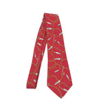 CHANEL SILK NECKTIE MEN TIE RED GOLD