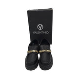 MARIO VALENTINO CHUNKY LEATHER LOAFER SHOES BLACK 8