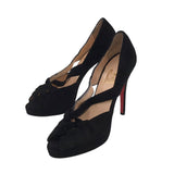 CHRISTIAN LOUBOUTIN SUEDE "LADY CORSET" HEELS LUXE SHOES BLACK 37.5