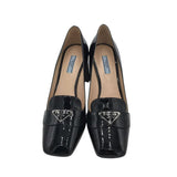 PRADA PATENT SQUARE TOE PUMP LUXE SHOES BLACK 39.5