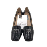 PRADA PATENT SQUARE TOE PUMP LUXE SHOES BLACK 39.5