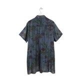 JOHNNY WAS FLORAL SHORT SLEEVE DESIGNER DRESS BLUE RED LARGE