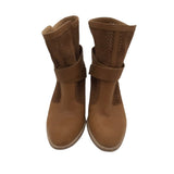 AQUATALIA CUTOUT BUCKLE HEEL BOOTIE DESIGNER BOOTS TAN 7