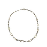 TWO TONE RECTANGLE LOOPS NECKLACE SILVER GOLD 36"