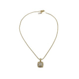 PAVE SQUARE PENDANT BOX CHAIN NECKLACE GOLD 16"