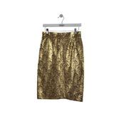 CHANEL 2009 BUFFALO SKIN METALLIC PENCIL LUXE SKIRT GOLD 10