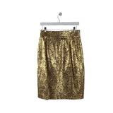 CHANEL 2009 BUFFALO SKIN METALLIC PENCIL LUXE SKIRT GOLD 10