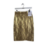 CHANEL 2009 BUFFALO SKIN METALLIC PENCIL LUXE SKIRT GOLD 10