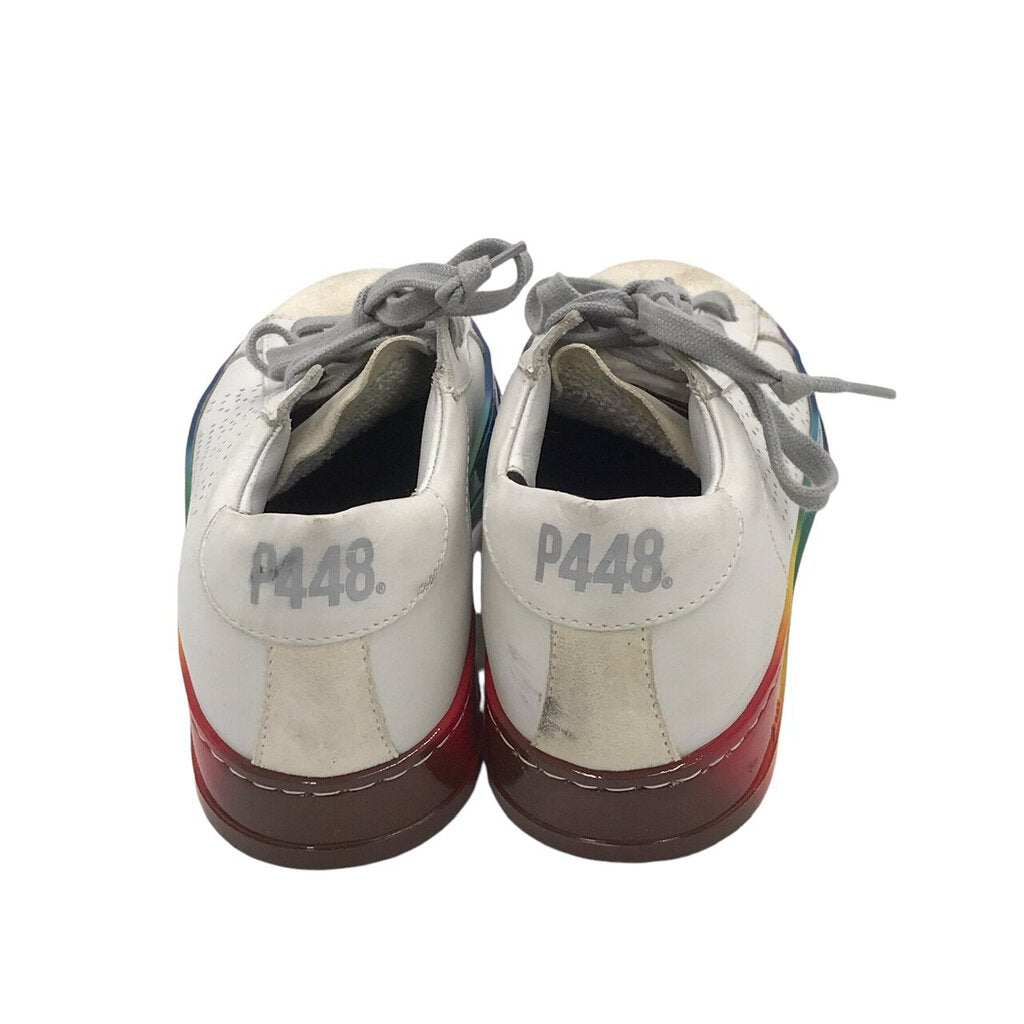 P448 RET$182 RAINBOW SNEAKER SHOES WHITE PINK 6
