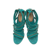 CHRISTIAN LOUBOUTIN ZIPPER SUEDE HEELS LUXE SHOES TURQUOISE 38