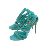 CHRISTIAN LOUBOUTIN ZIPPER SUEDE HEELS LUXE SHOES TURQUOISE 38