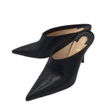 CHRISTIAN LOUBOUTIN CALFSKIN ZARLI QUART 80 MULES LUXE SHOES BLACK 38.5