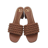 VALENTINO NAPPA ROPE 60MM SLIDES SANDALS LUXE SHOES BROWN 38