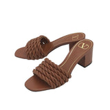 VALENTINO NAPPA ROPE 60MM SLIDES SANDALS LUXE SHOES BROWN 38