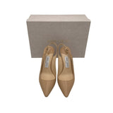 JIMMY CHOO "ERIN 85MM SLINGBACK LUXE SHOES NUDE 38.5