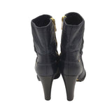 CHLOE LEATHER ANKLE LUXE BOOTS NAVY BLUE 42