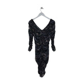 ISABEL MARANT SILK RUCHED 3/4 SLEEVE DESIGNER DRESS PURPLE GRAY 10