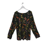 JOHNNY WAS KNIT LONG SLEEVE BUTTERFLIES DESIGNER TOP GREEN MULTI XXL