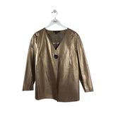 LAFAYETTE 148 RET$800 LEATHER BUTTON DESIGNER BLAZER GOLD 18