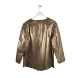 LAFAYETTE 148 RET$800 LEATHER BUTTON DESIGNER BLAZER GOLD 18