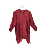 JOHNNY WAS EMBROIDERED DESIGNER DRESS RED LARGE