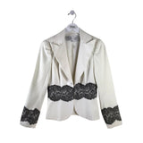 TRINA TURK 2PC LACE JACKET/ PANTS DESIGNER OUTFIT WHITE BLACK 2