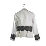 TRINA TURK 2PC LACE JACKET/ PANTS DESIGNER OUTFIT WHITE BLACK 2