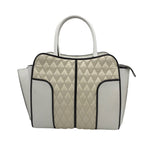 TOD'S SATCHEL QUILTED HANDBAG CREAM/BLACK 15x16x8