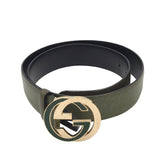 GUCCI LEATHER INTERLOCKING G MEN ACCESSORIES GREEN 36