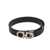 FERRAGAMO EMBOSSED GANCINI REVERSIBLE BELT MEN ACCESSORIES SILVER/BLACK 48