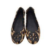 TORY BURCH ANIMAL PATENT FLATS DESIGNER SHOES BROWN BLACK 8.5M