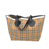 BURBERRY GIANT PLAID TOTE LUXE HANDBAG BLACK/BEIGE 24x24x8