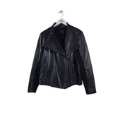 HALOGEN ZIP LEATHER JACKET BLACK XXLARGE