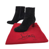 CHRISTIAN LOUBOUTIN HEEL SUEDE ANKLE LUXE BOOTS BLACK 7.5