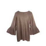 CABLE & GAUGE FLARE SLEEVE SWEATER ROSE GOLD X