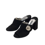 PRADA BLOCK HEEL MULE LUXE SHOES BLACK 8