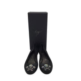 GIUSEPPE ZANOTTI RET. $550 SKULL FLATS DESIGNER SHOES BLACK 9