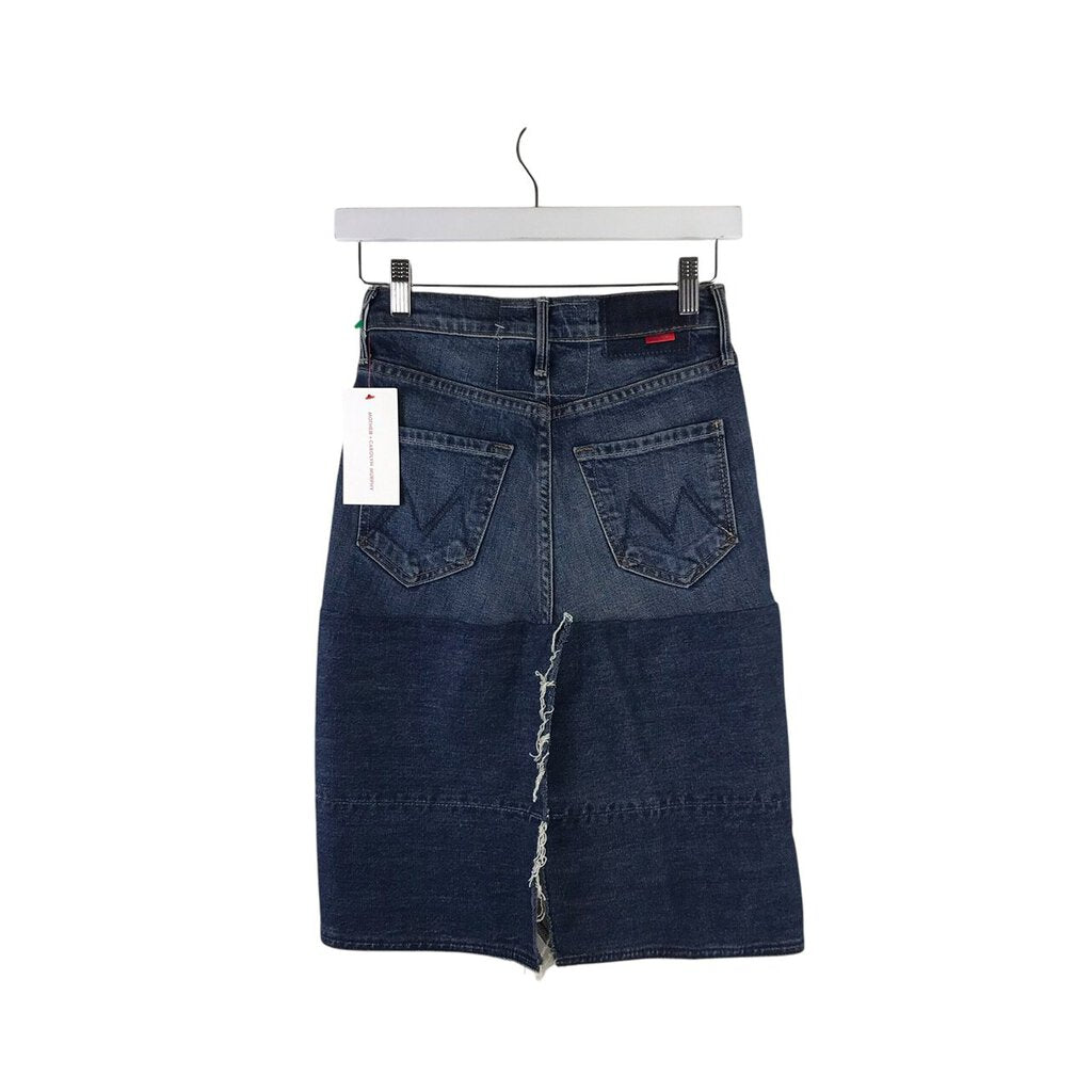 MOTHER NWT DENIM SLIT DESIGNER SKIRT BLUE 23
