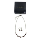 GIVENCHY 2PC CRYSTALS RED STONES NECKLACE GOLDTONE RED