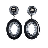 CHANEL CC OVAL DROP EARRING LUXE JEWELRY BLACK