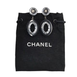 CHANEL CC OVAL DROP EARRING LUXE JEWELRY BLACK