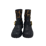 GIUSEPPE ZANOTTI RET. $1,250 ANIMAL PRINT DESIGNER BOOTS BLACK BROWN 7.5