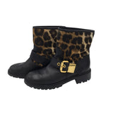 GIUSEPPE ZANOTTI RET. $1,250 ANIMAL PRINT DESIGNER BOOTS BLACK BROWN 7.5