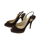 JIMMY CHOO SUEDE SLINGBACK DESIGNER SHOES BROWN 7