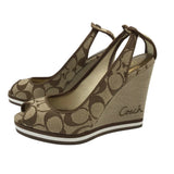 COACH MONOGRAM WEDGE SHOES BROWN 5M