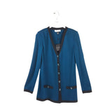 ST JOHN COLLECTION NWT$595 LONG SLEEVE DESIGNER CARDIGAN TEAL BLACK SMALL